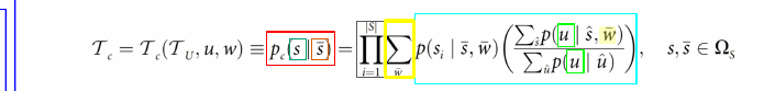 Slide 79: formula (4) with each of its parts boxed in the colour of the words that name it